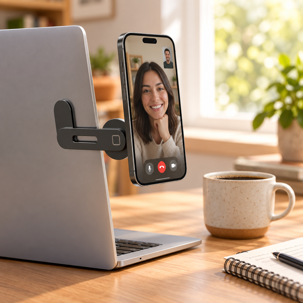 Foldable Magnetic Side Phone Mount for Laptops & Monitors