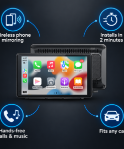 7″ Portable Wireless Car Screen for Apple CarPlay & Android Auto