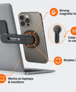 Foldable Magnetic Side Phone Mount for Laptops & Monitors