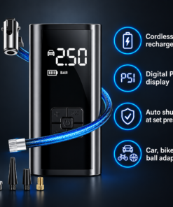 Cordless Portable Tire Inflator with Digital Pressure Display