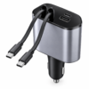 4-in-1 Retractable Car Charger with 2 Built-In Cables