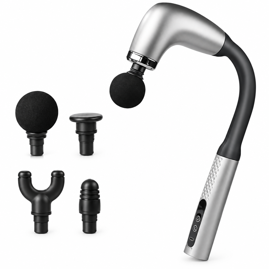 Long-Handle Cordless Massage Gun with 4 Heads